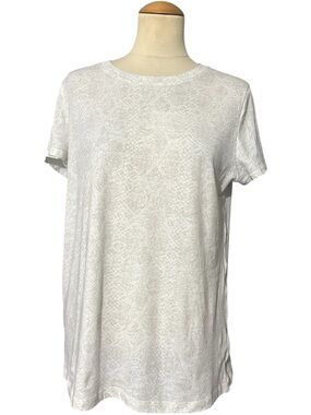 Athleta Organic Cotton Daily Tee Snakeskin Print White Size M